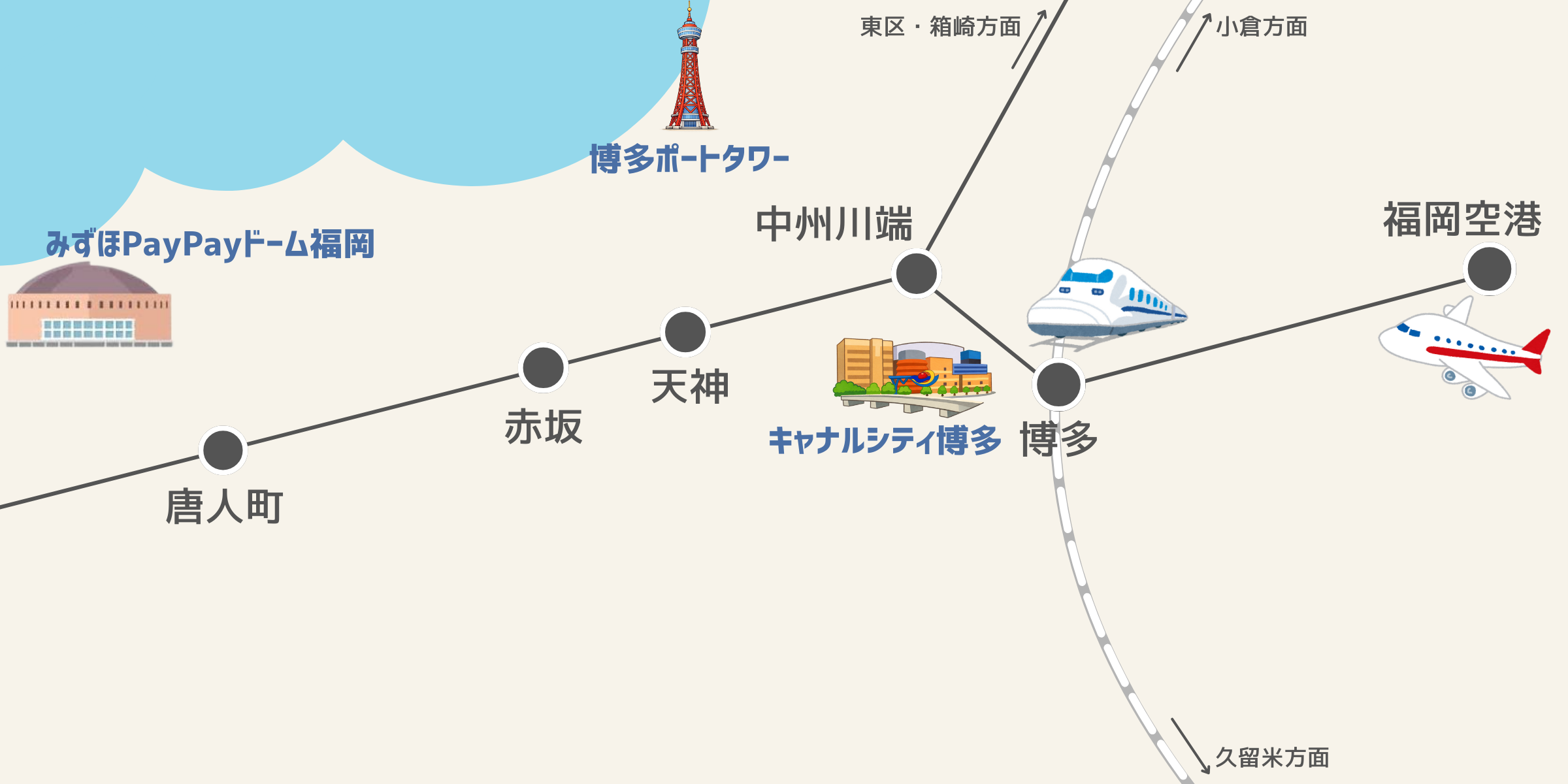 みずほPayPayドーム福岡へのアクセスマップ